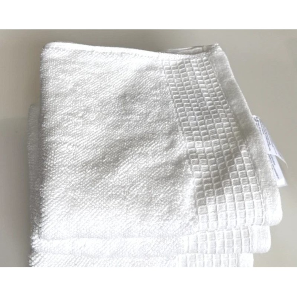 Lot of 2 IKEA Vinarn Hand Towel, White 16 x 28" NEW waffle-texture border